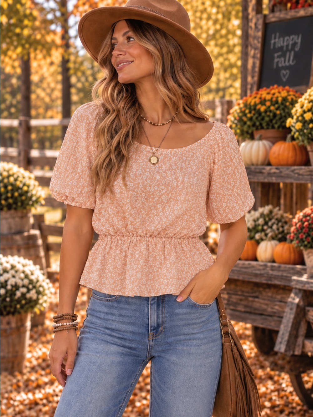 LINE & DOT Pink Embroidered Floral Puff Sleeve Blouse Size XS